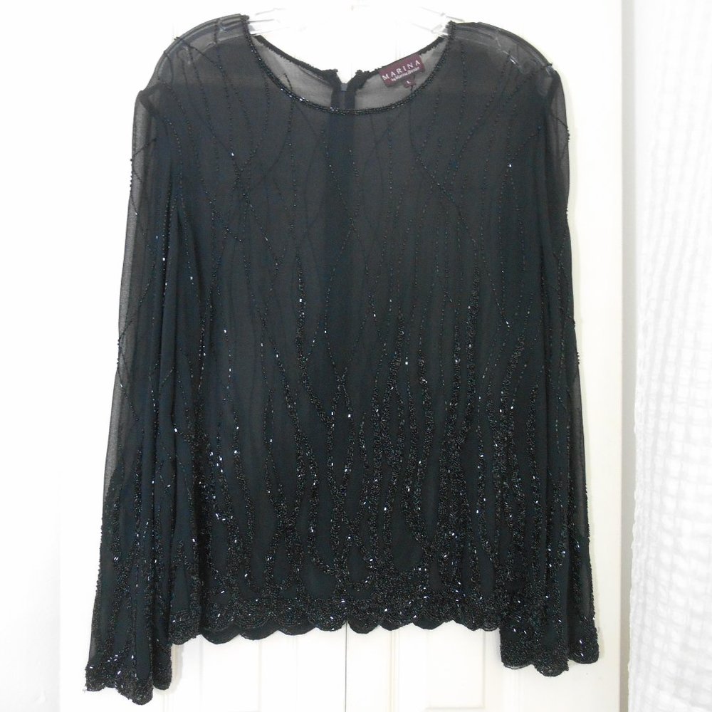 Marina by Marina Bresler Black Beaded Top